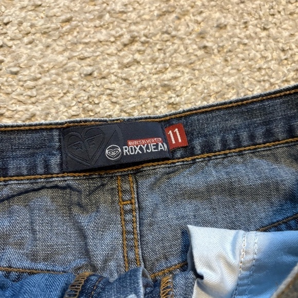 Vintage Roxy Button Fly Denim Skirt Sz 11 Y2K Jean Mini - Picture 3 of 4